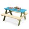 Kids Wooden Picnic Table Set with Built-in Benches and Stable Triangular Structure